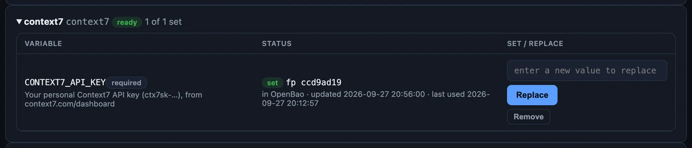 My variables after the change in OpenBao: a new fingerprint and an updated time